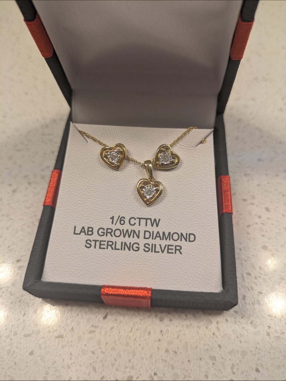 Jordan Gold-Tone Heart Lab-Grown Diamond Necklace and Earrings Set